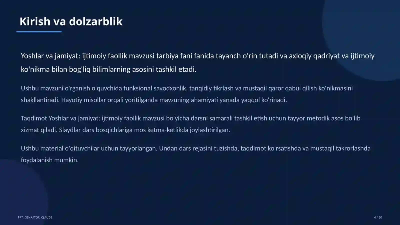 Yoshlar va jamiyat: ijtimoiy faollik (10-sinf) 4