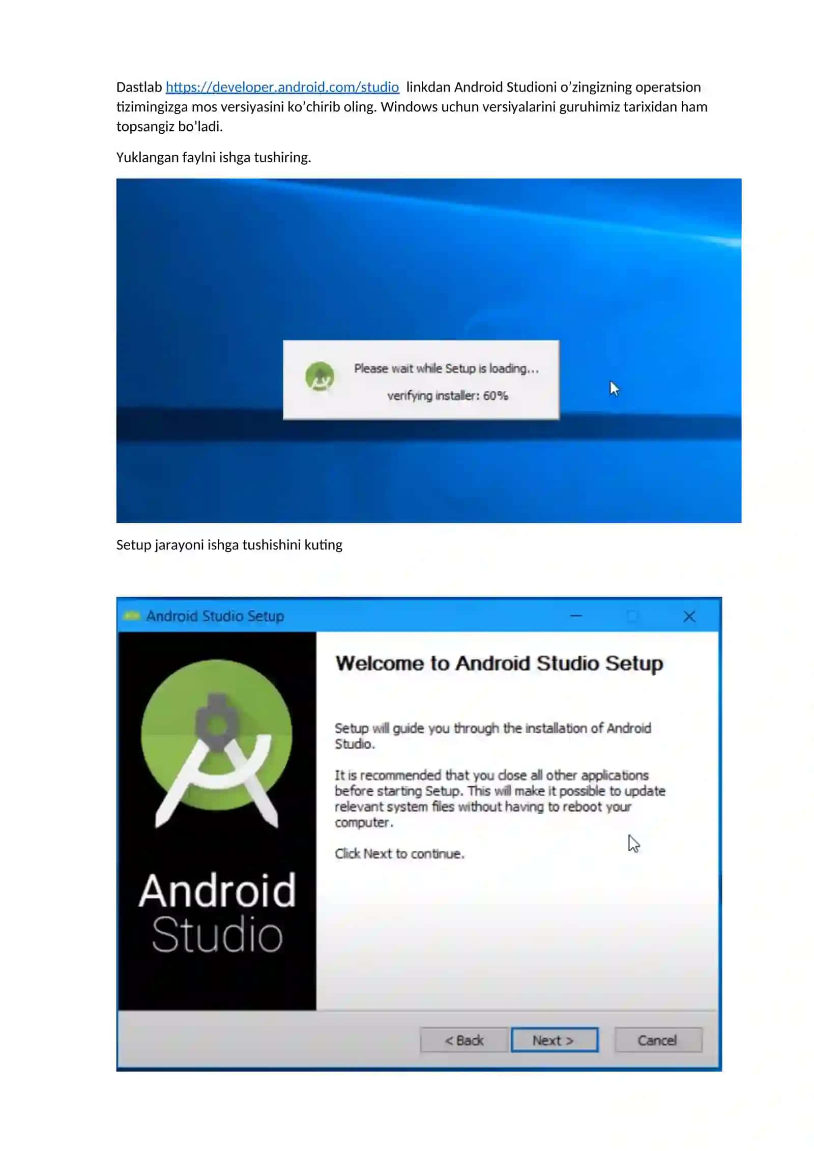 Android Studio o'rnatish 4