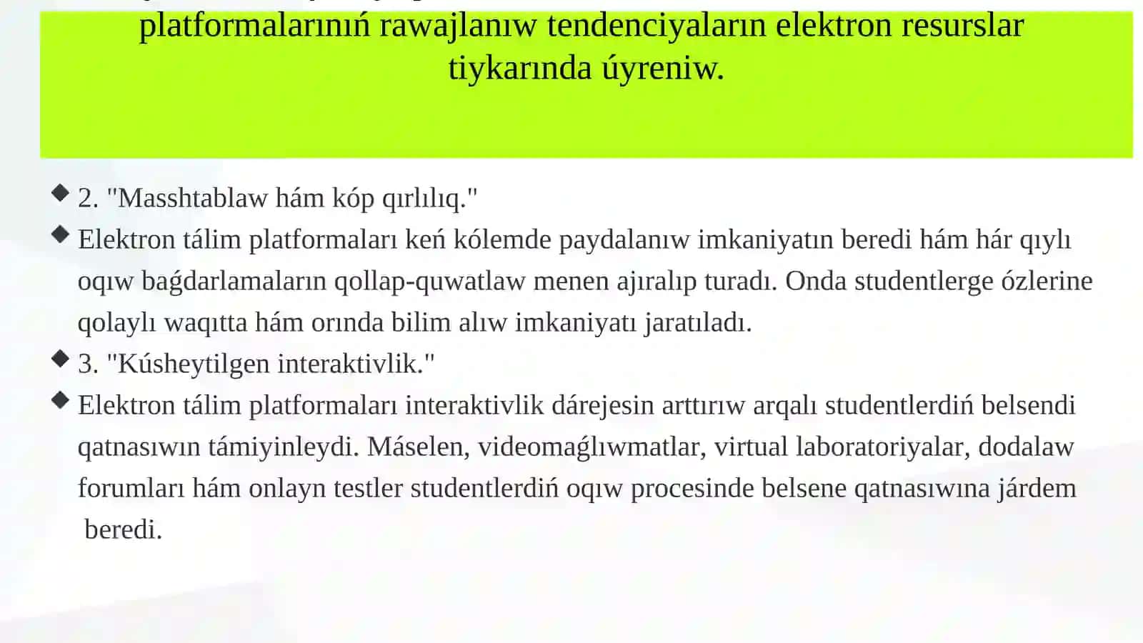 Rossiya federaciyasinin joqari bilimlendiriw mekemeleri tendenciyalari 4