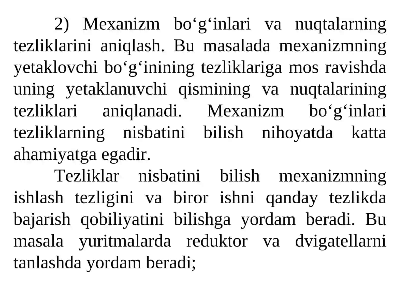 Kinematik Tekshirish va Analiz 4