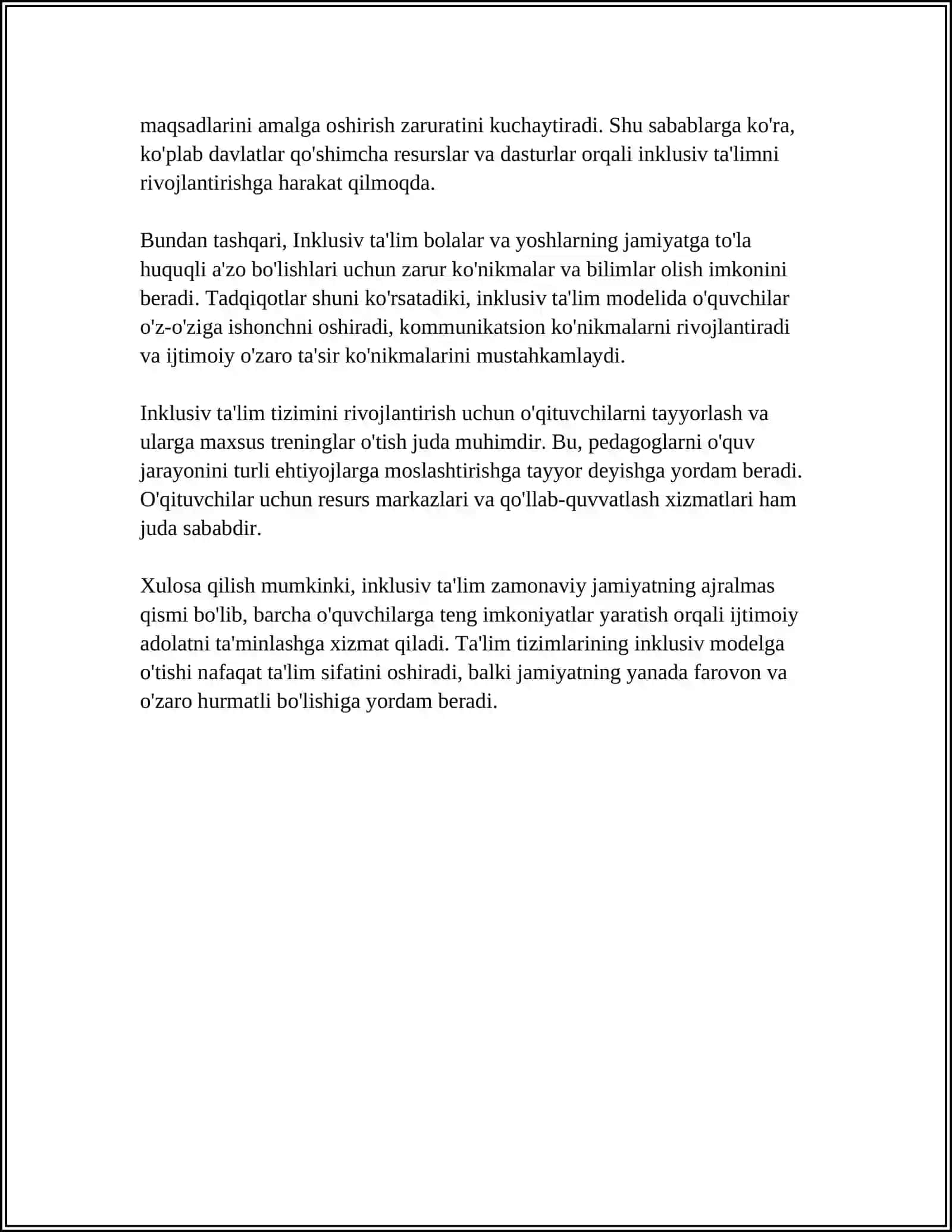 MUSTAQIL ISH Mavzu: METODIKA INTILUZIV TALIM MAQSADI VA VAZIFALARI 4