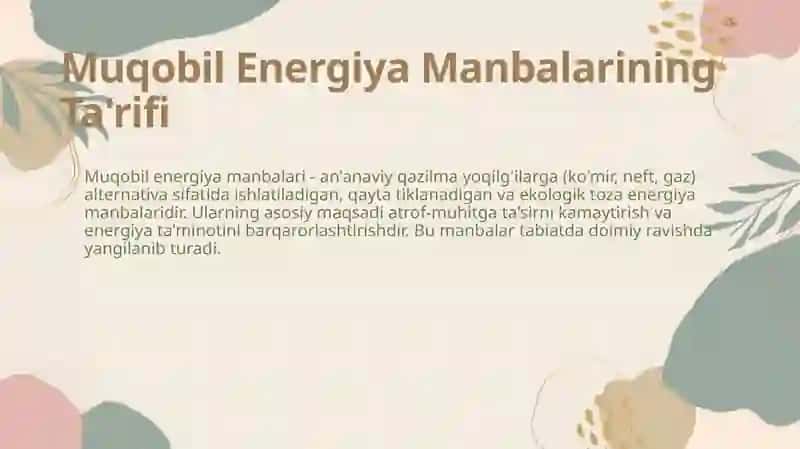 Muqobil energiya manbalari 4