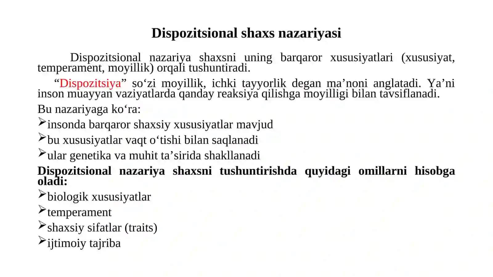 Psixologik maslahat amaliyotida dispozitsional yondashuv 4