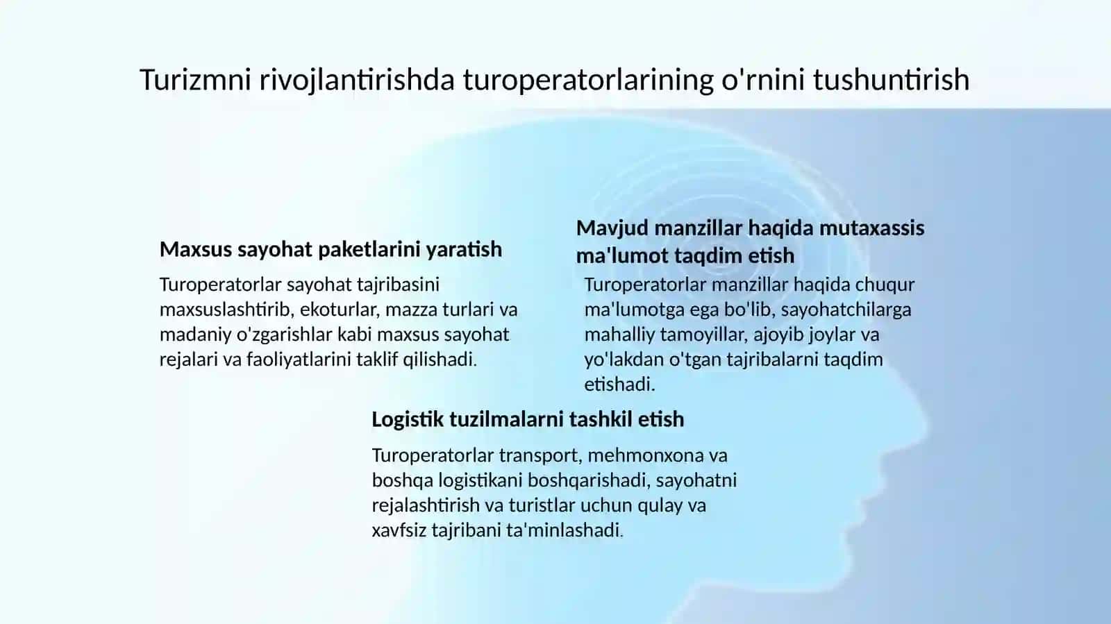 Turizmning iqtisodiy ahamiyatini oshirishda turoperatorlarning o'rni 4