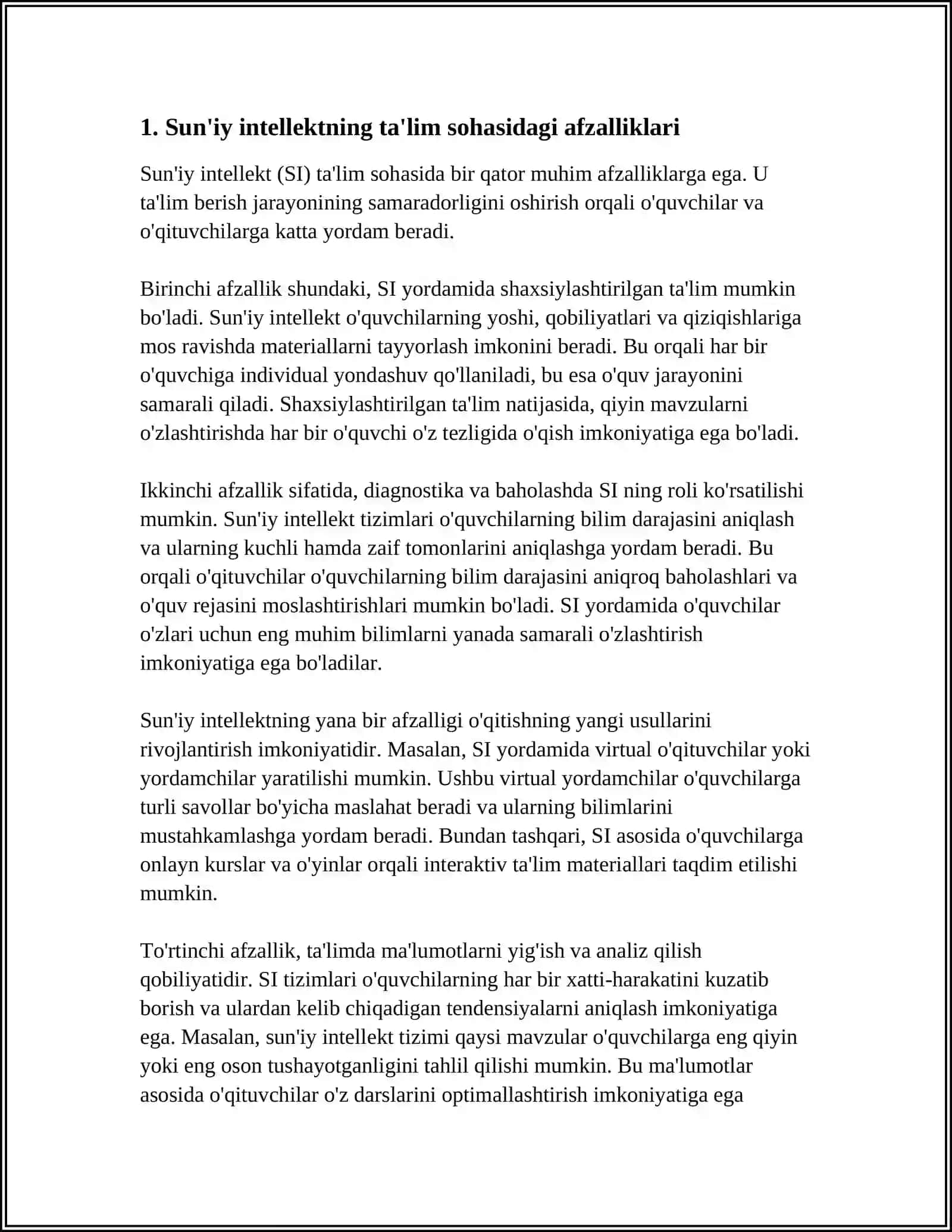 Sun'iy intellektning ta'lim sohasidagi afzalliklari 4