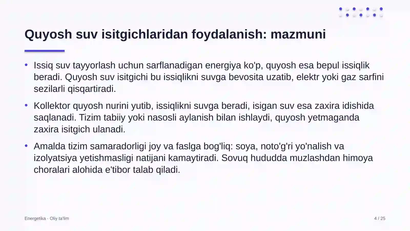 Zargarlik do'konlarida quyosh suv isitgichlaridan foydalanish 4