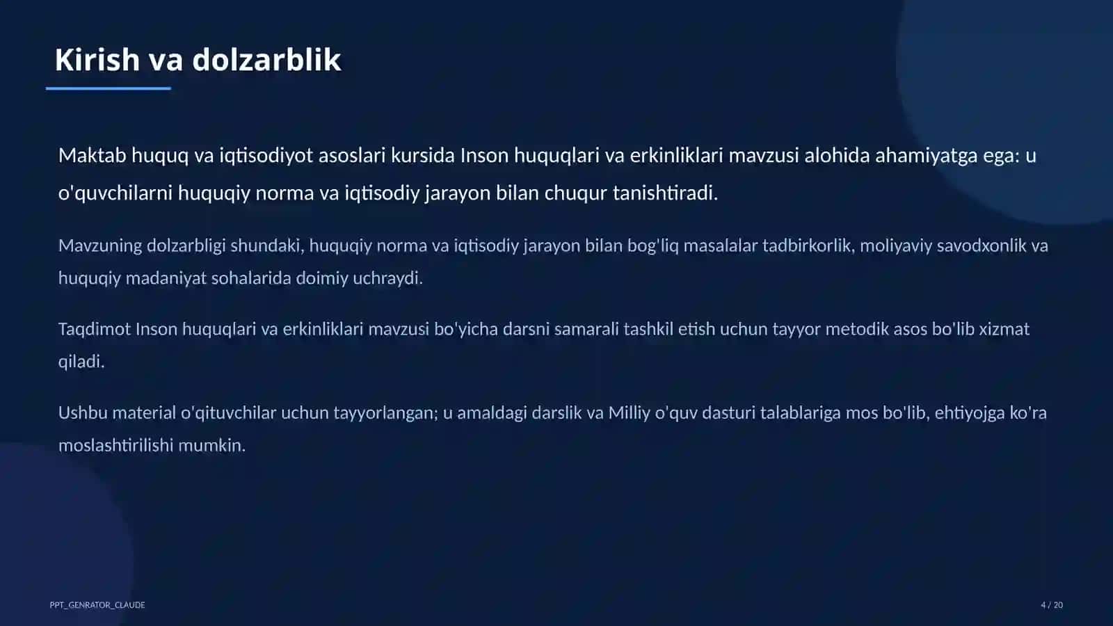 Inson huquqlari va erkinliklari (9-sinf) 4