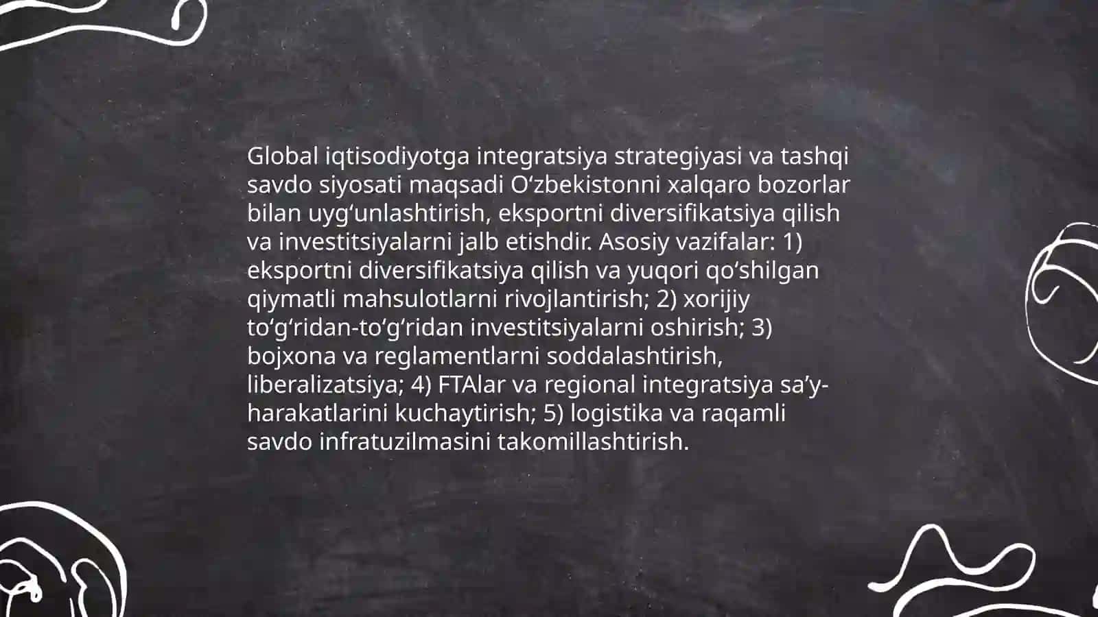 Oʻzbekiston Respublika global iqtisodiy rivojlanishni predmeti va vazifalari 4