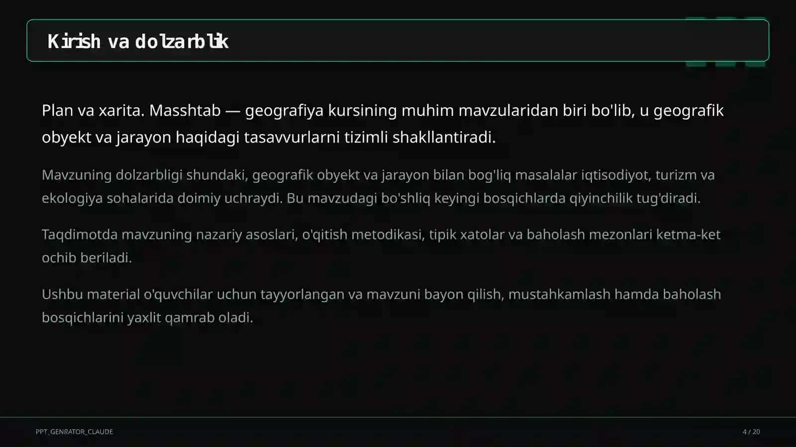 Plan va xarita. Masshtab (5-sinf) 4