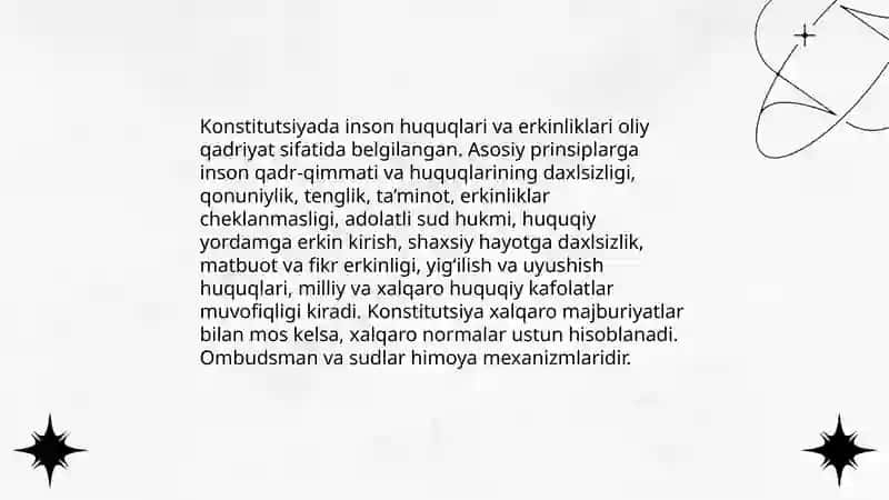 O'zbekistonda inson huquqlari va erkinliklari kafolatining yaratilishi 4