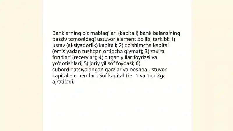 Tijorat banklarining resurslari,ularning tarkibi va tavsifi 4