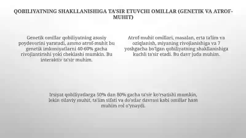 Qobiliyat va uning rivojlanishi 4