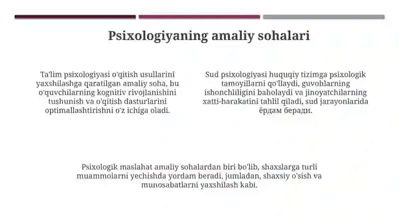 Pisxologiyaning asosiy vazifalari va yo'nalishlari 4