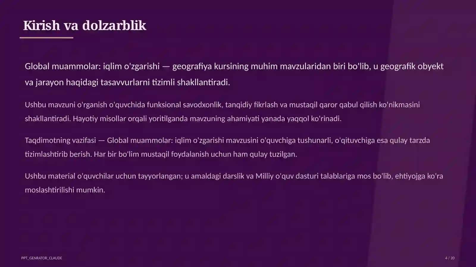 Global muammolar: iqlim o'zgarishi (11-sinf) 4