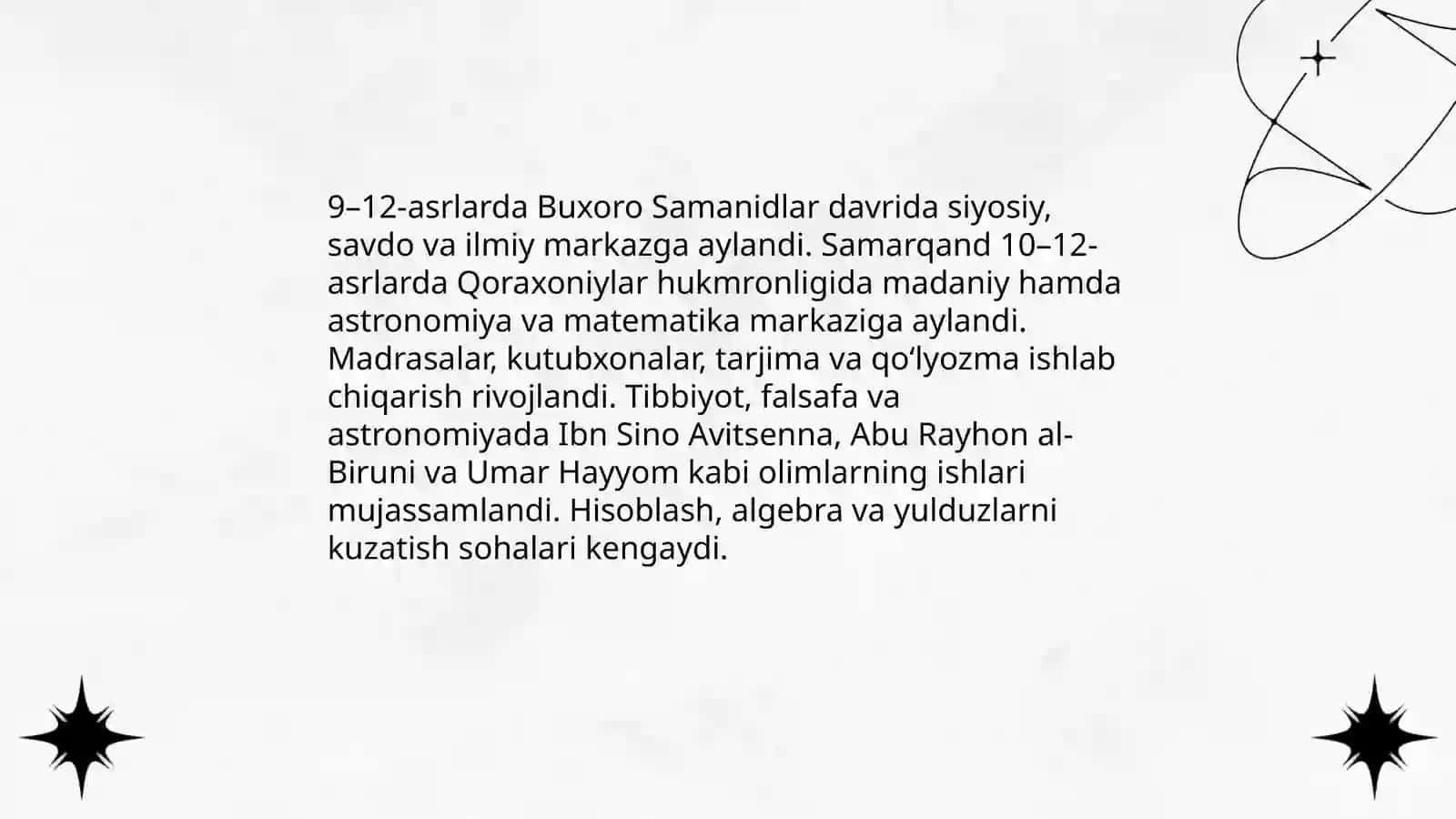 Oʻrta Osiyo xalqlari tarixida 9_12 asrlarda yuz bergan uygʻonish davri 1_renessans (Ajdodlarimizning jahon sivilizatsiyasiga qoʻshgan hissasi) by Arazmuratova Bagul 4