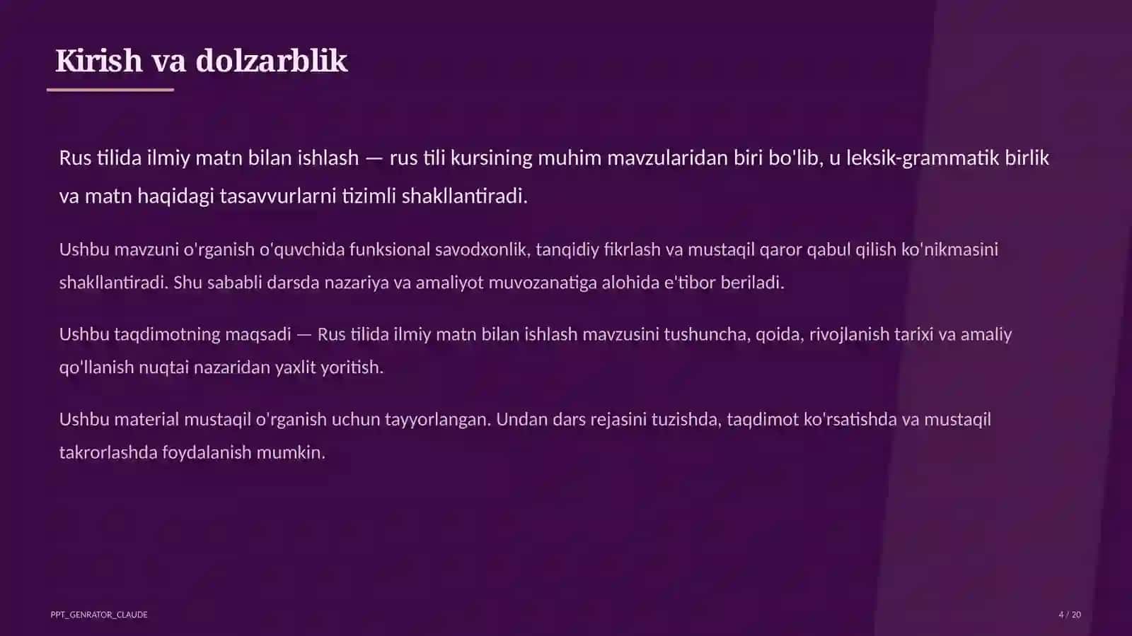 Rus tilida ilmiy matn bilan ishlash (11-sinf) 4