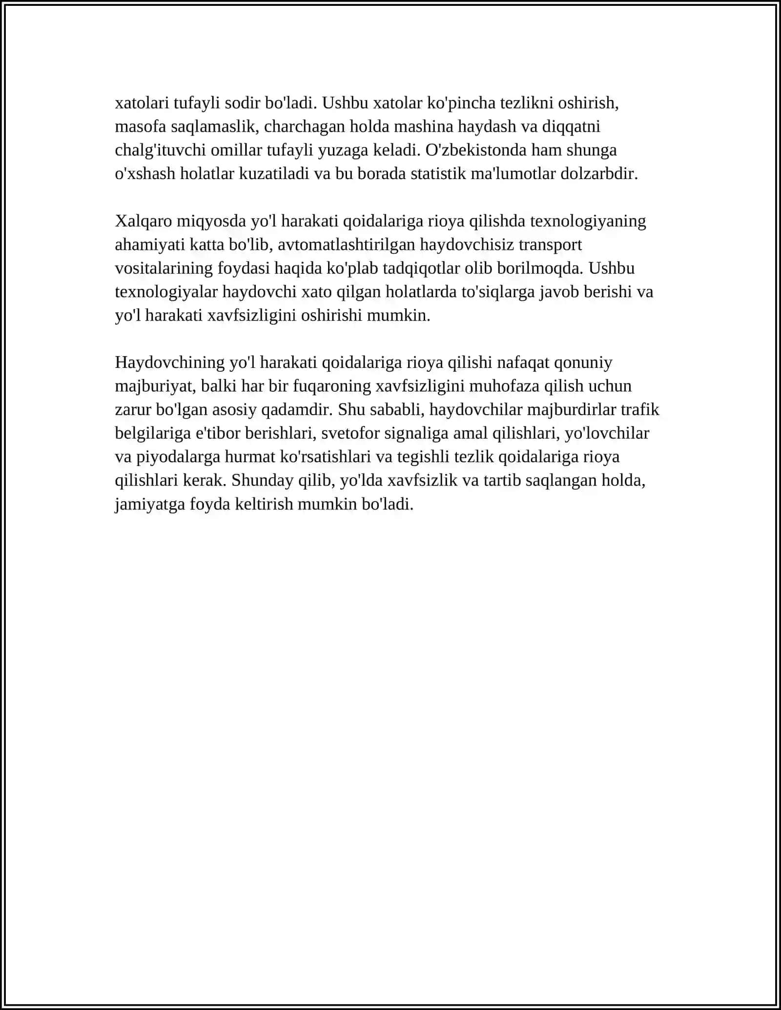 HAYDOVCHINING UMUMIY VAZIFALARI 4