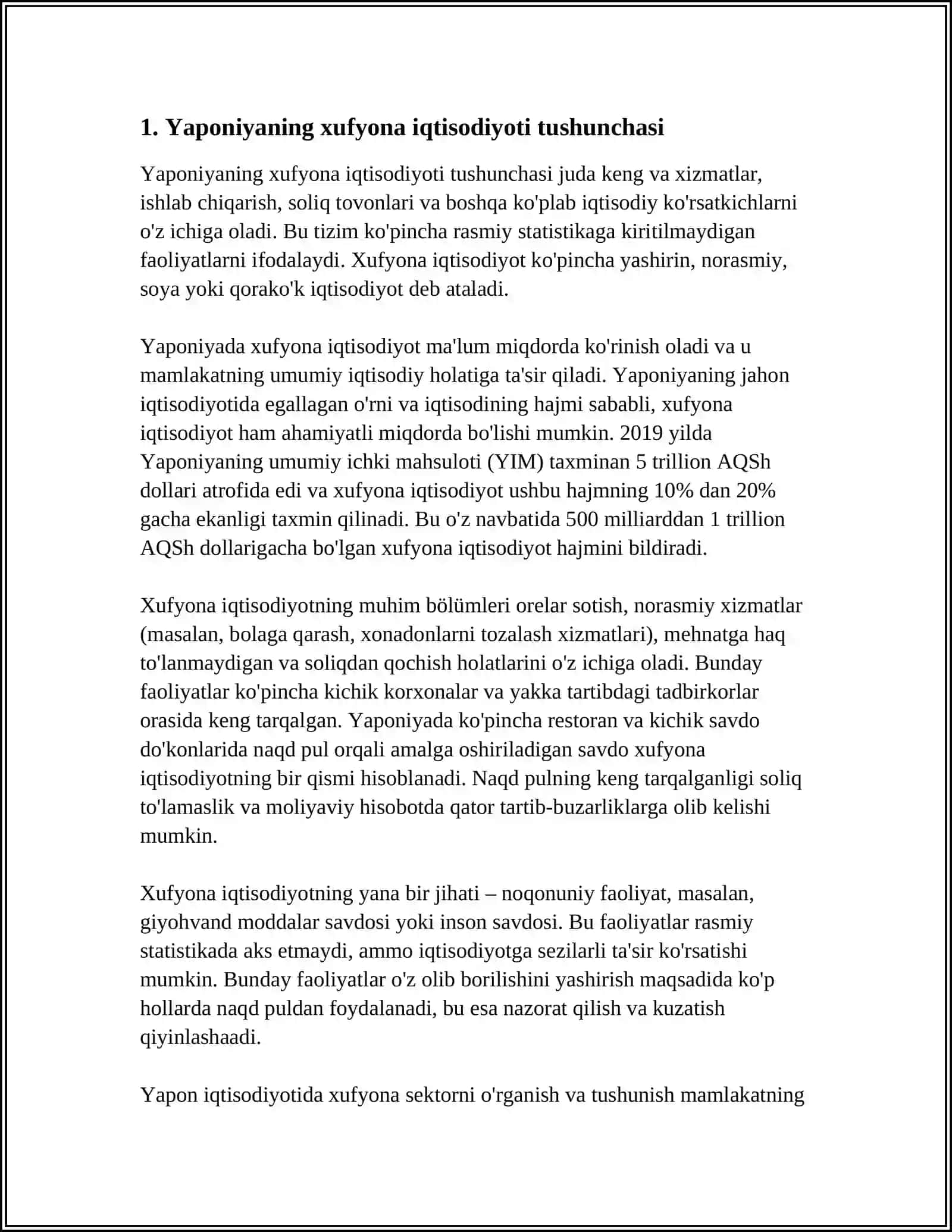 YAPONIYA MAMLAKATINING XUFYONA IQTISODIYOTI VA UNI RIVOJLANIB BORISHIDA TERRORIZM, EKSTREMIZM VA MAFIYALARNING ORNI VA MAMLAKATNING ULARGA QARSHI STRATEGIYASI 4