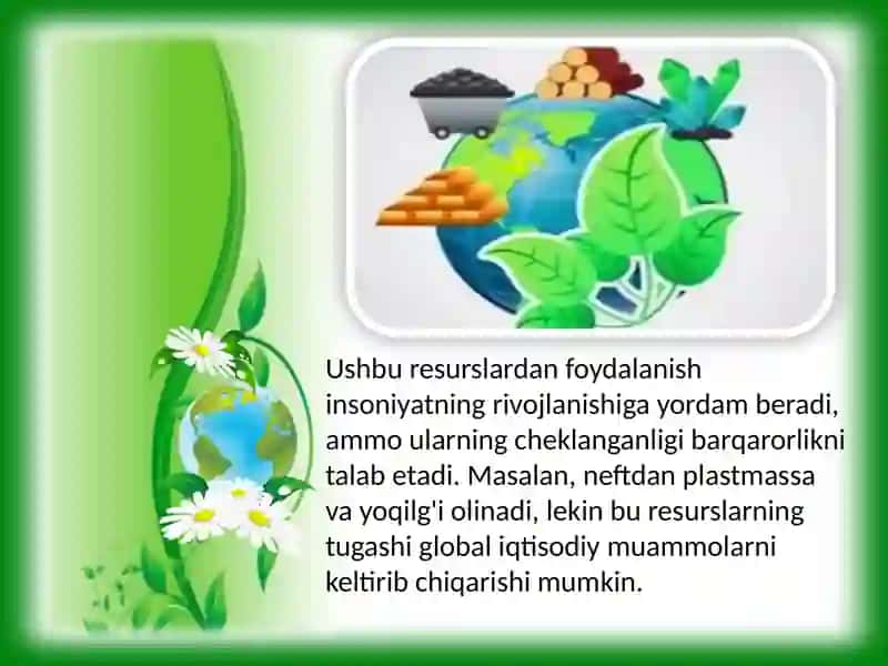 Tabiiy resurslardan oqlona foydalanish asoslari 4