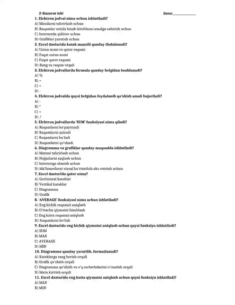 6-sinf informatika test yillik 4