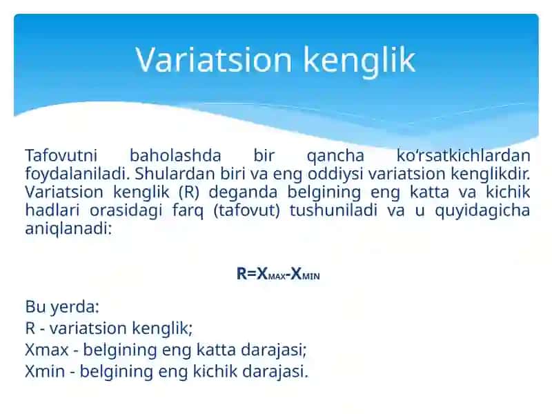 Variatsiya ko‘rsatkichlari va dispersiya tahlilasos 4
