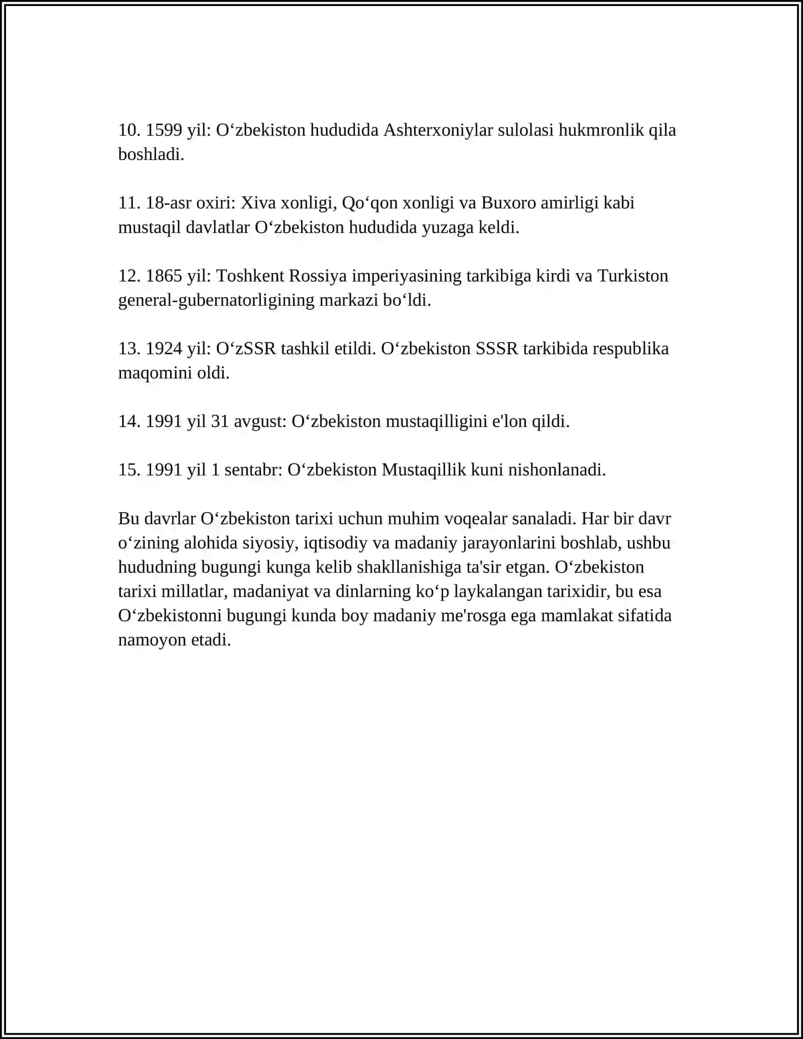 REFERAT Mavzu: UZBEKISTAN IS MY MOTHERLAND 4