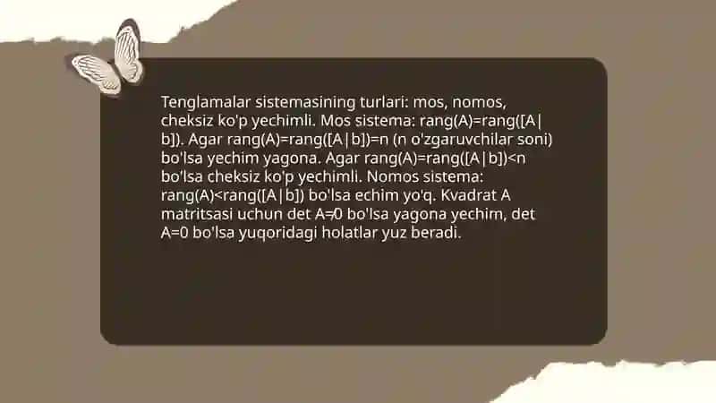Chiziqli tenglamalar sistemasi va ularni yechish usulari 4