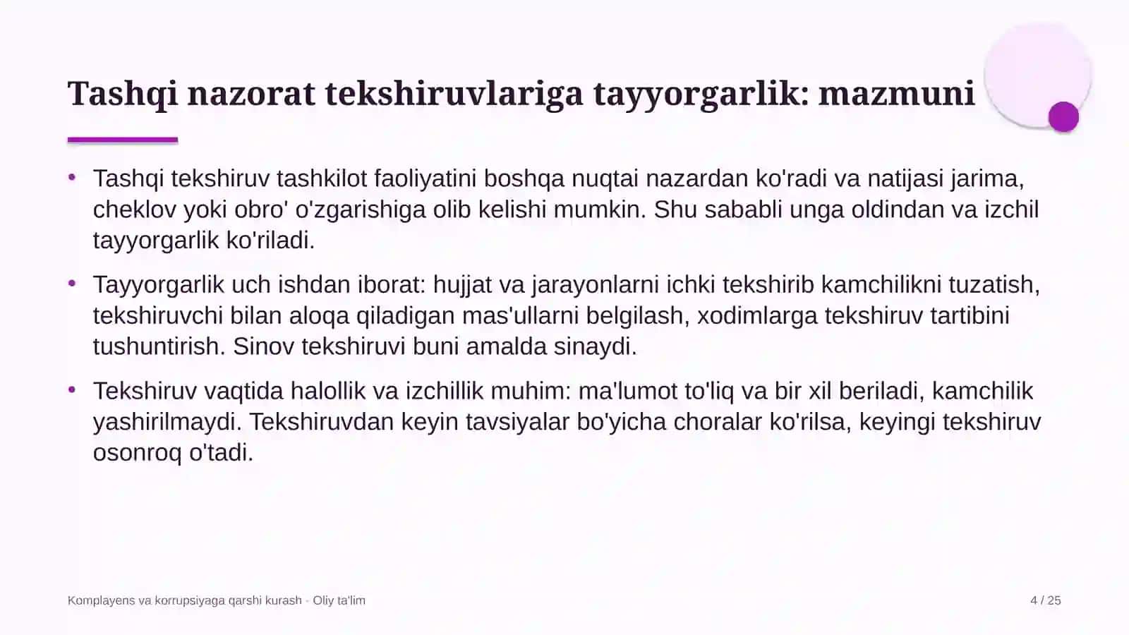 tuman sudlarida komplayens bo'yicha tashqi nazorat tekshiruvlariga tayyorgarlik 4871 4