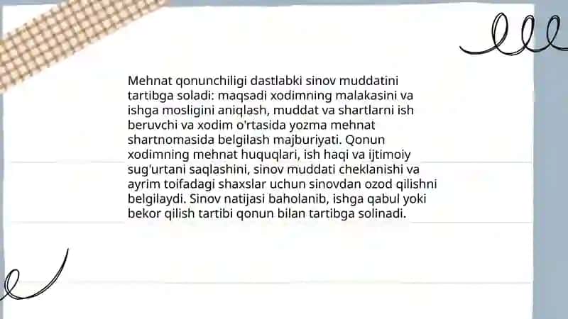 Dastlabki sinov muddati 4