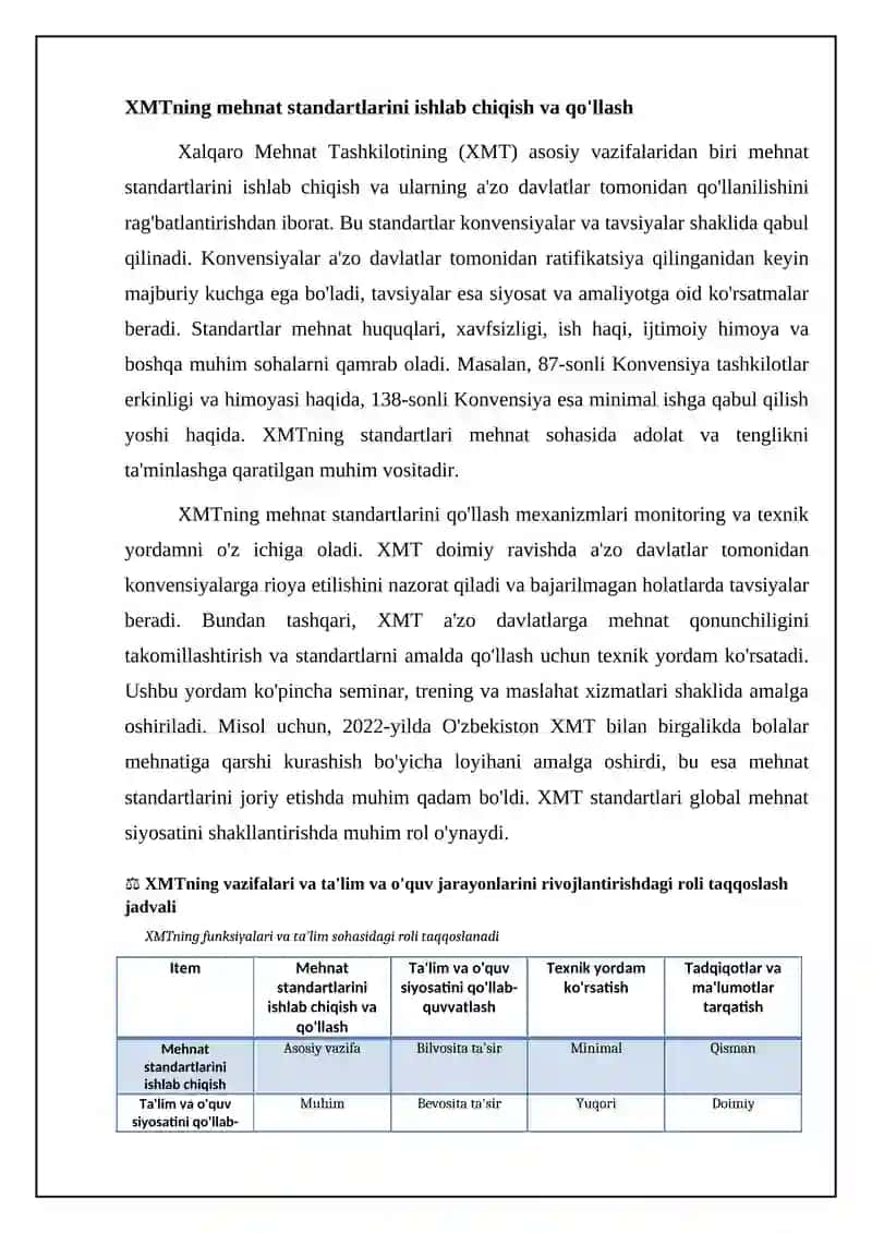MOT (XMT) xalqaro tashkilotining vazifalari va ta'lim-tarbiya jarayonlari yuksalishidagi oʻrni 4