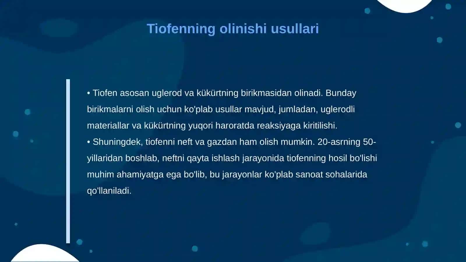 Tiofenning olinishi va xossalari 4