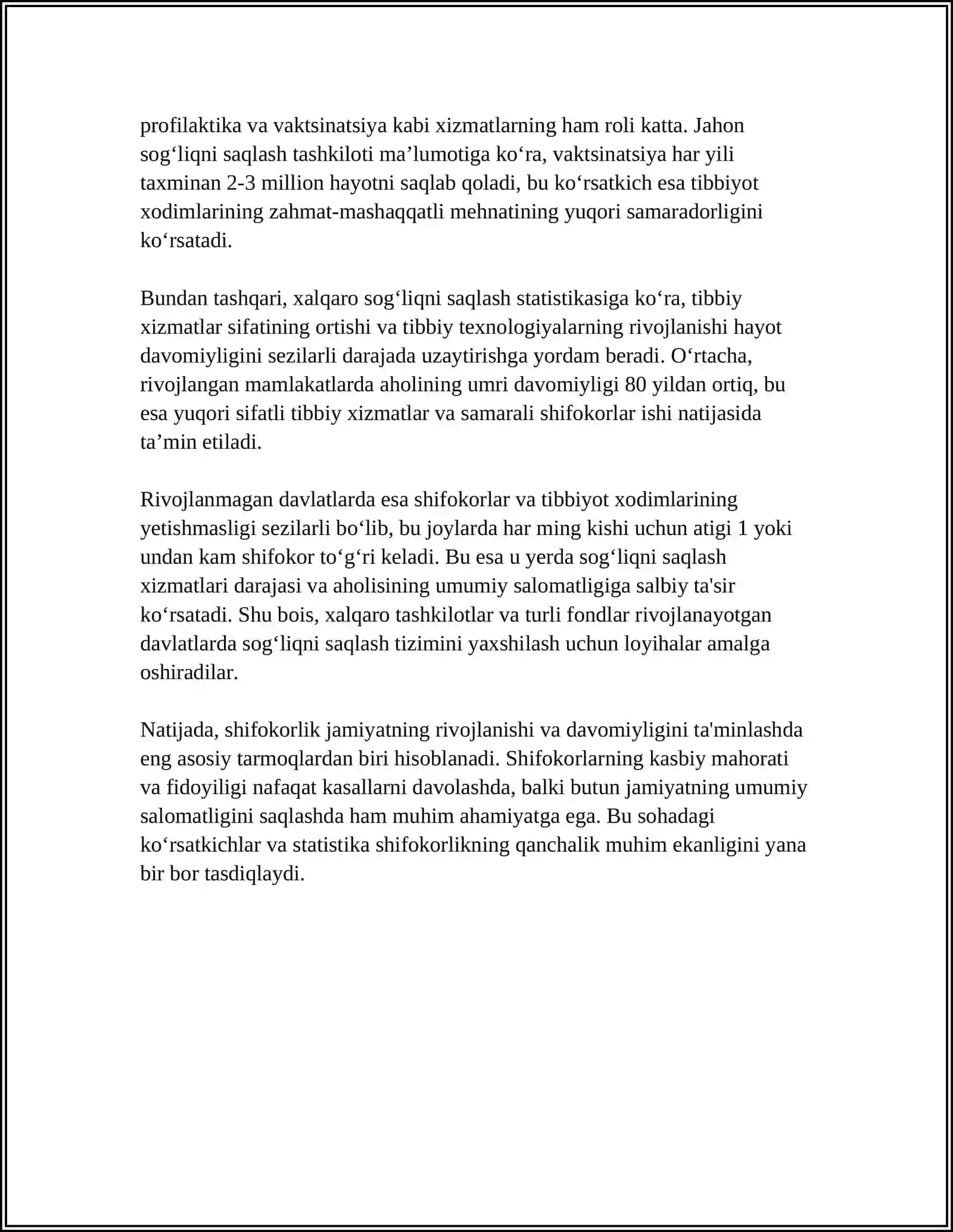 MENING KASBIM - SHIFOKORLIK 4