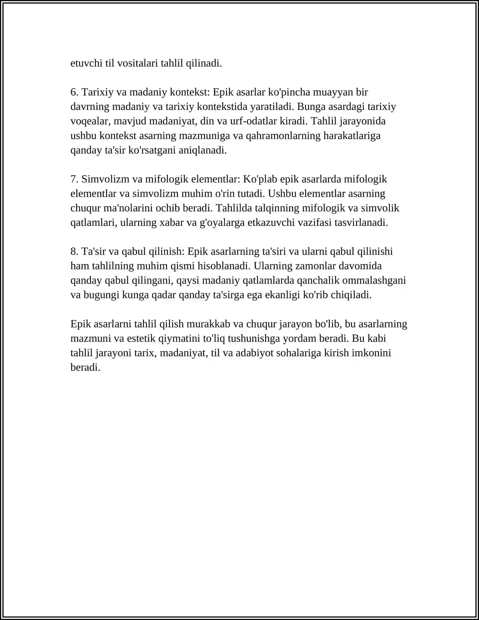 EPIK ASARLARNI TAHLIL QILISH METODIKASI SLAYT 4