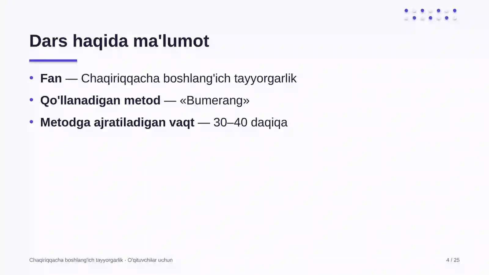 chaqiriqqacha boshlang'ich tayyorgarlik darslarida bumerang metodidan foydalanish 4063 4