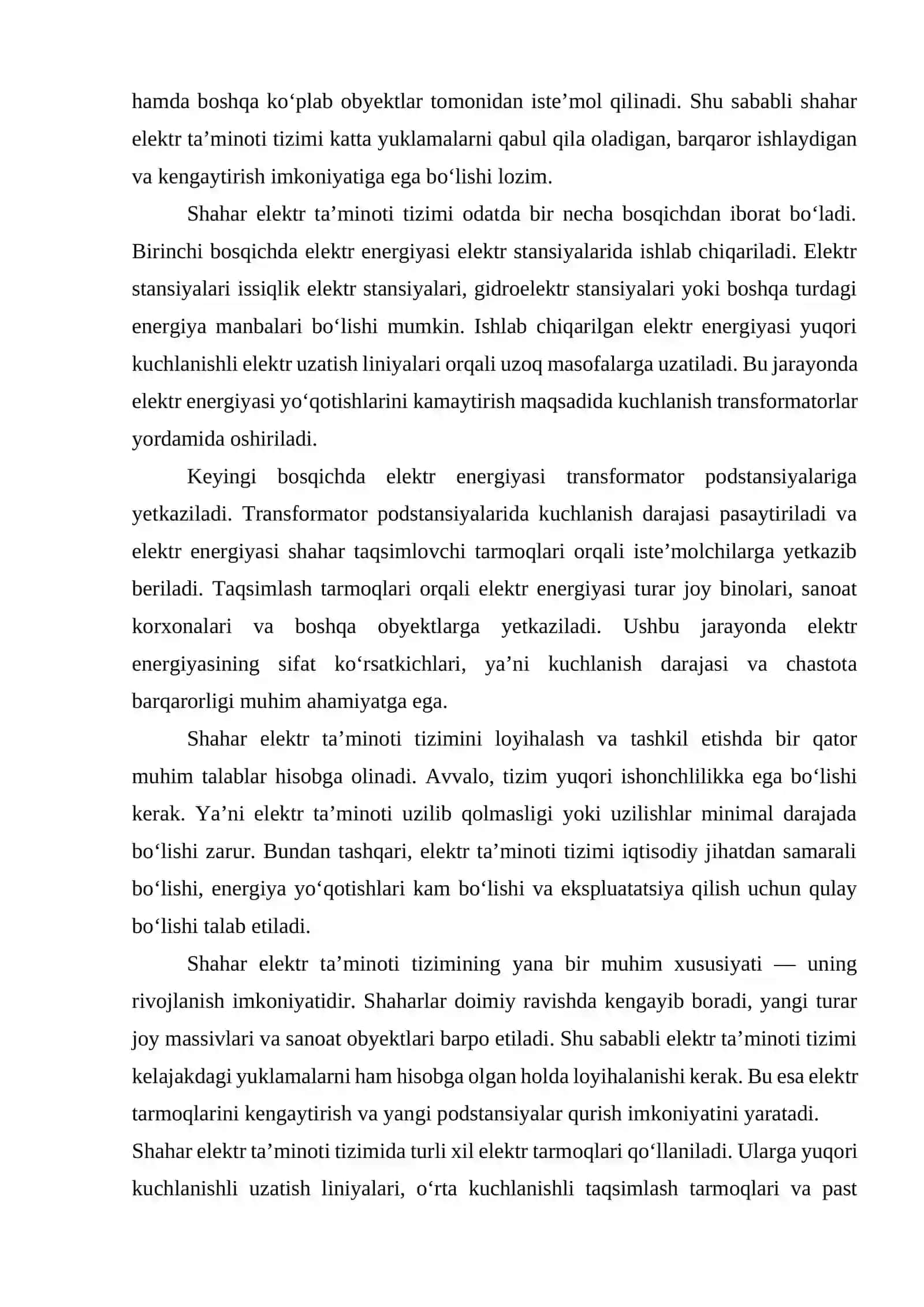 Shahar elektr ta’minoti tizimini loyihalash bosqichlari 4