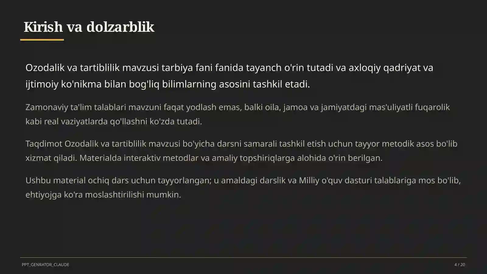 Ozodalik va tartiblilik (1-sinf) 4