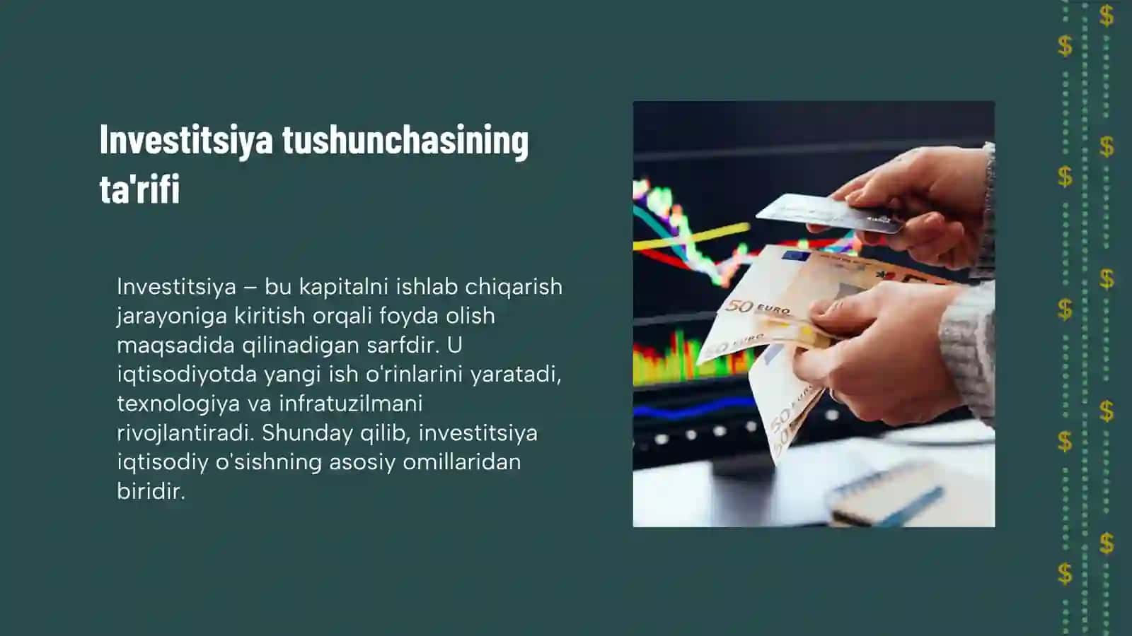 Investitsiya va uning iqtisodiyotdagi o'rni 4