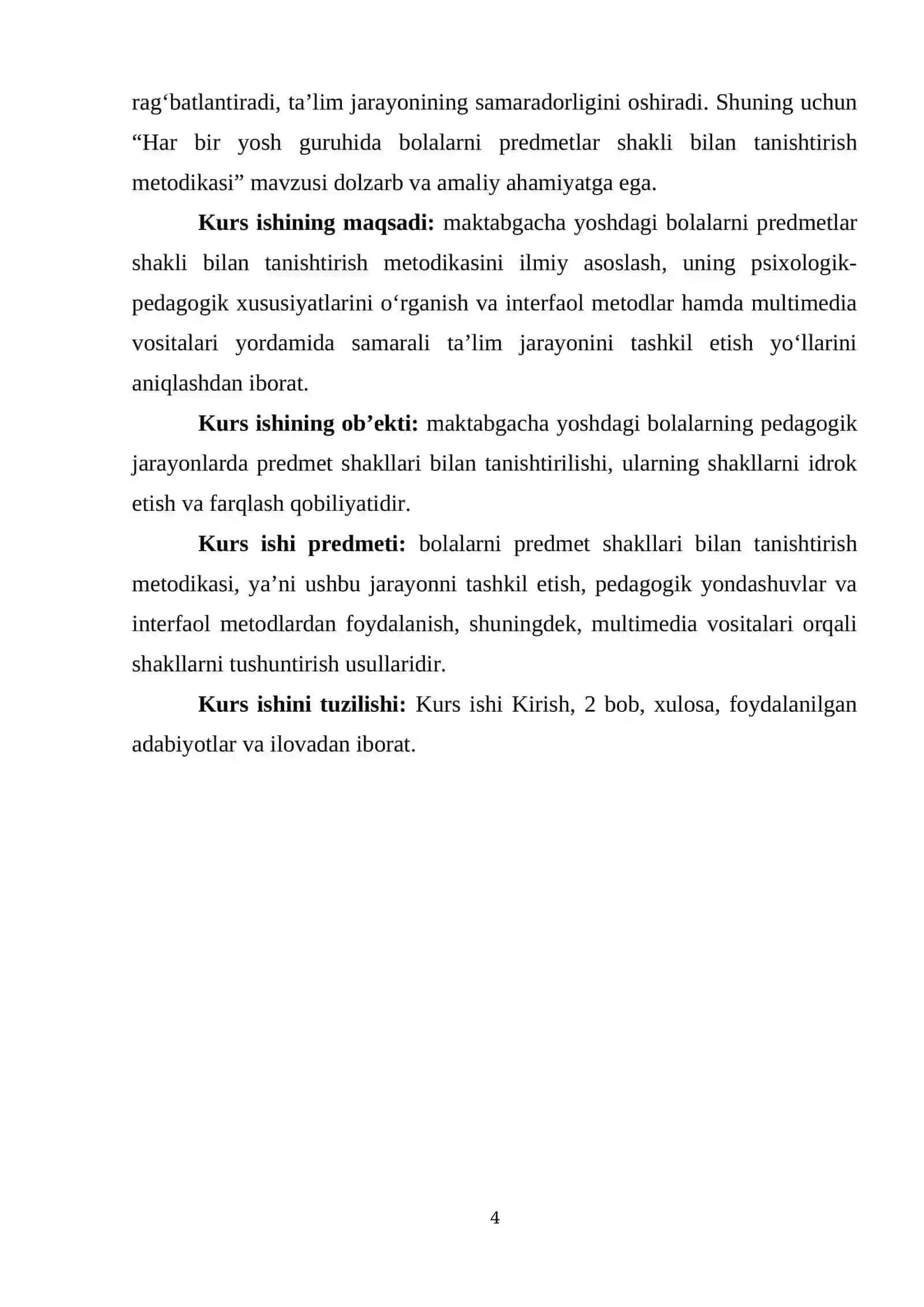 HAR BIR YOSH GURUHIDA BOLALARNI PREDMETLAR SHAKLI BILAN TANISHTIRISH METODIKASI 4