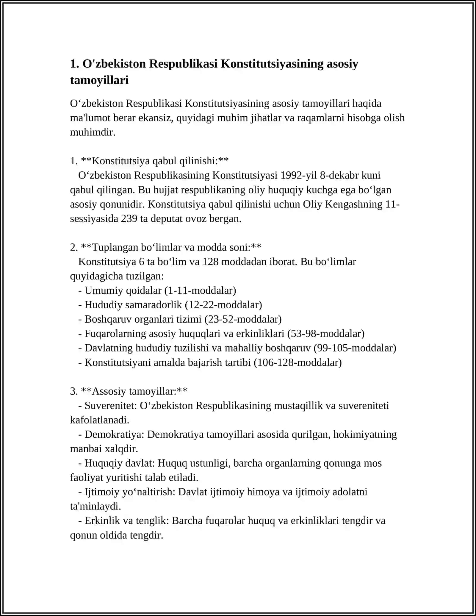 MAVZU O'ZBEKISTON RESPUBLIKASI KONSTITUTSIYAVIY HUQUQINING TIZIMI 4