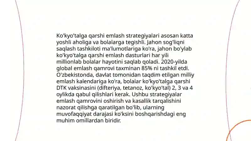 Ko’kyo’talning o’ziga xos profilaktikasi, infeksiya markazida epidemiyaga qarshi choralar 4