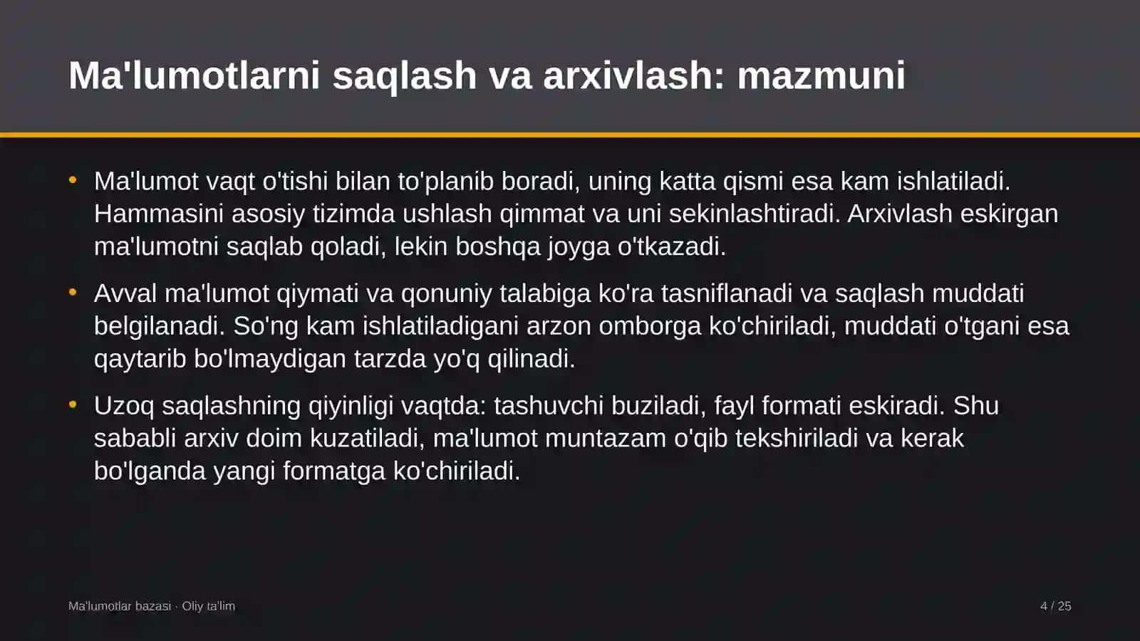 Botanika bog'larida ma'lumotlarni saqlash va arxivlash 4