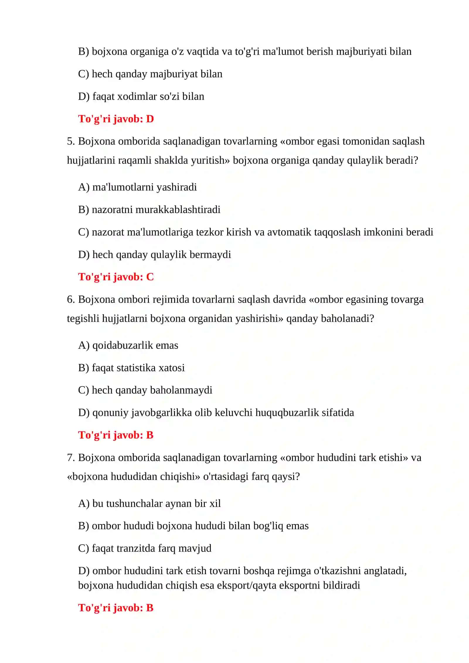 BOJXONA OMBORI 300 TA TEST 4