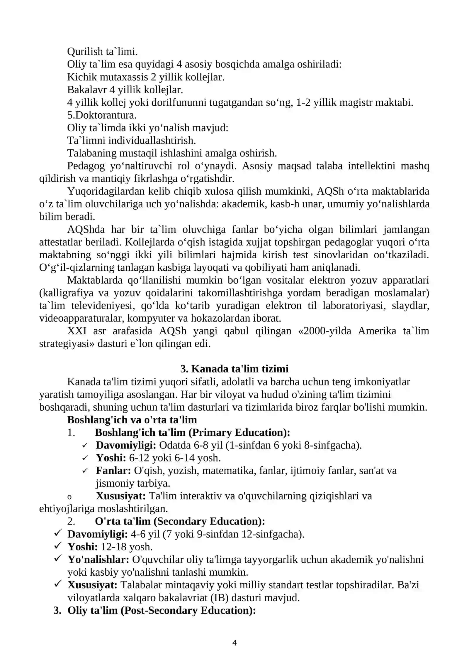 RIVOJLANGAN MAMLAKATLAR TA’LIM TIZIMI 4