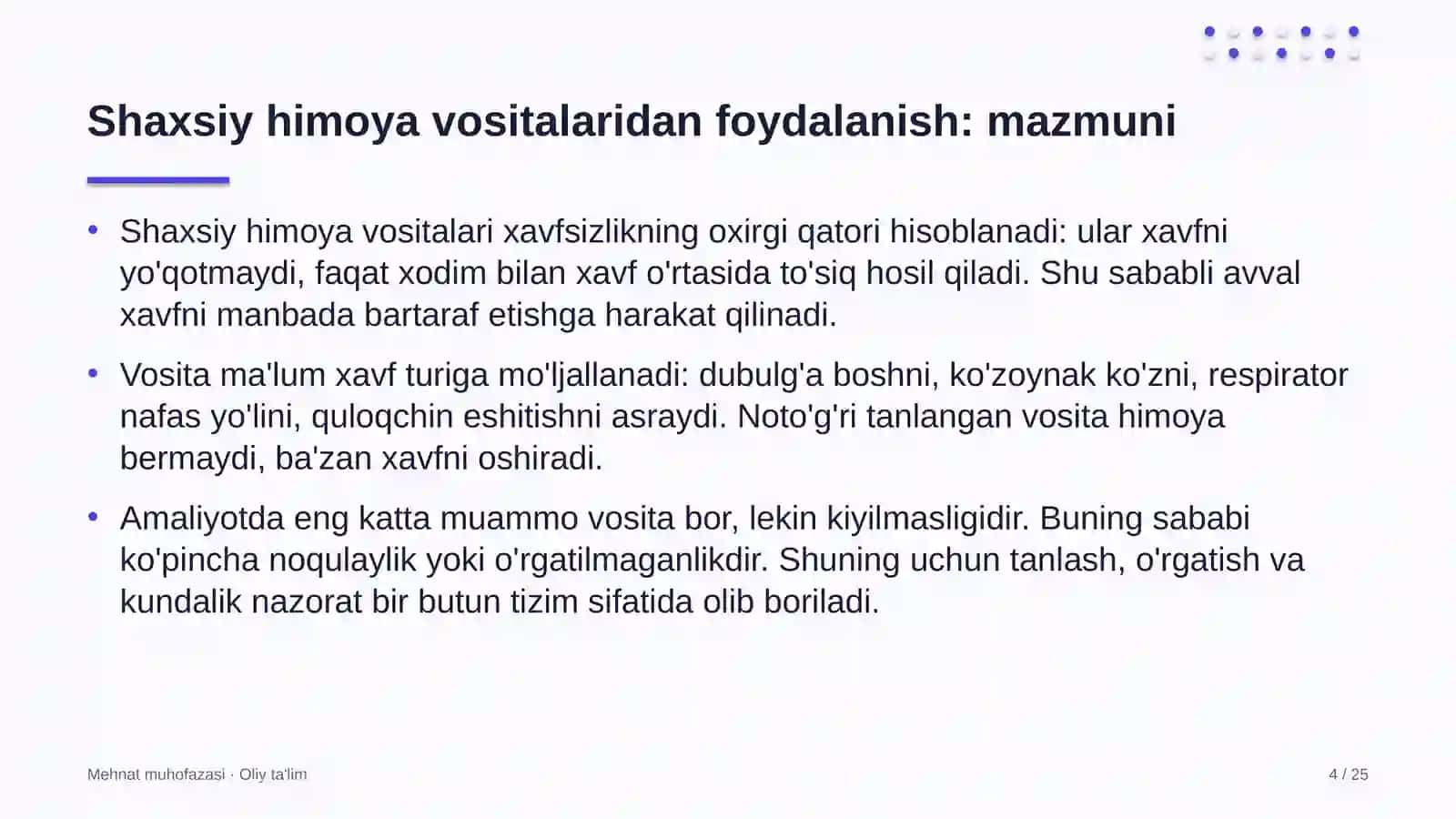 dorixonalarda shaxsiy himoya vositalaridan foydalanish 9790 4