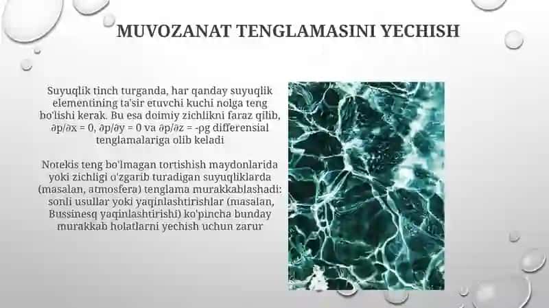Muvozanatdagi suyuqlikning differensial tenglamasi 4