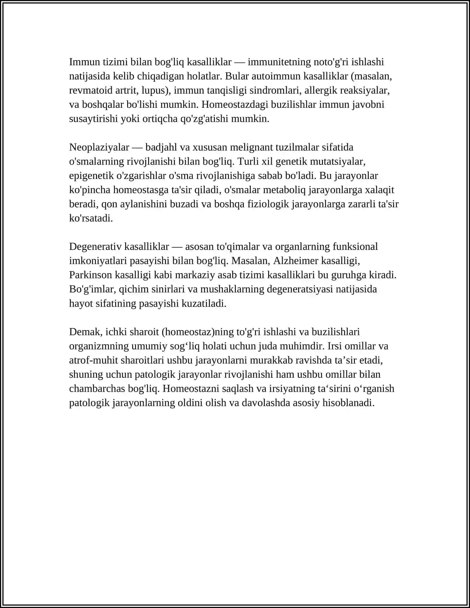PATOLOGIK JARAYONLAR RIVOJLANISHIDA ICHKI SHAROITLARNING AHAMIYATI. IRSIYAT PATOFIZIOLOGIYASI 4