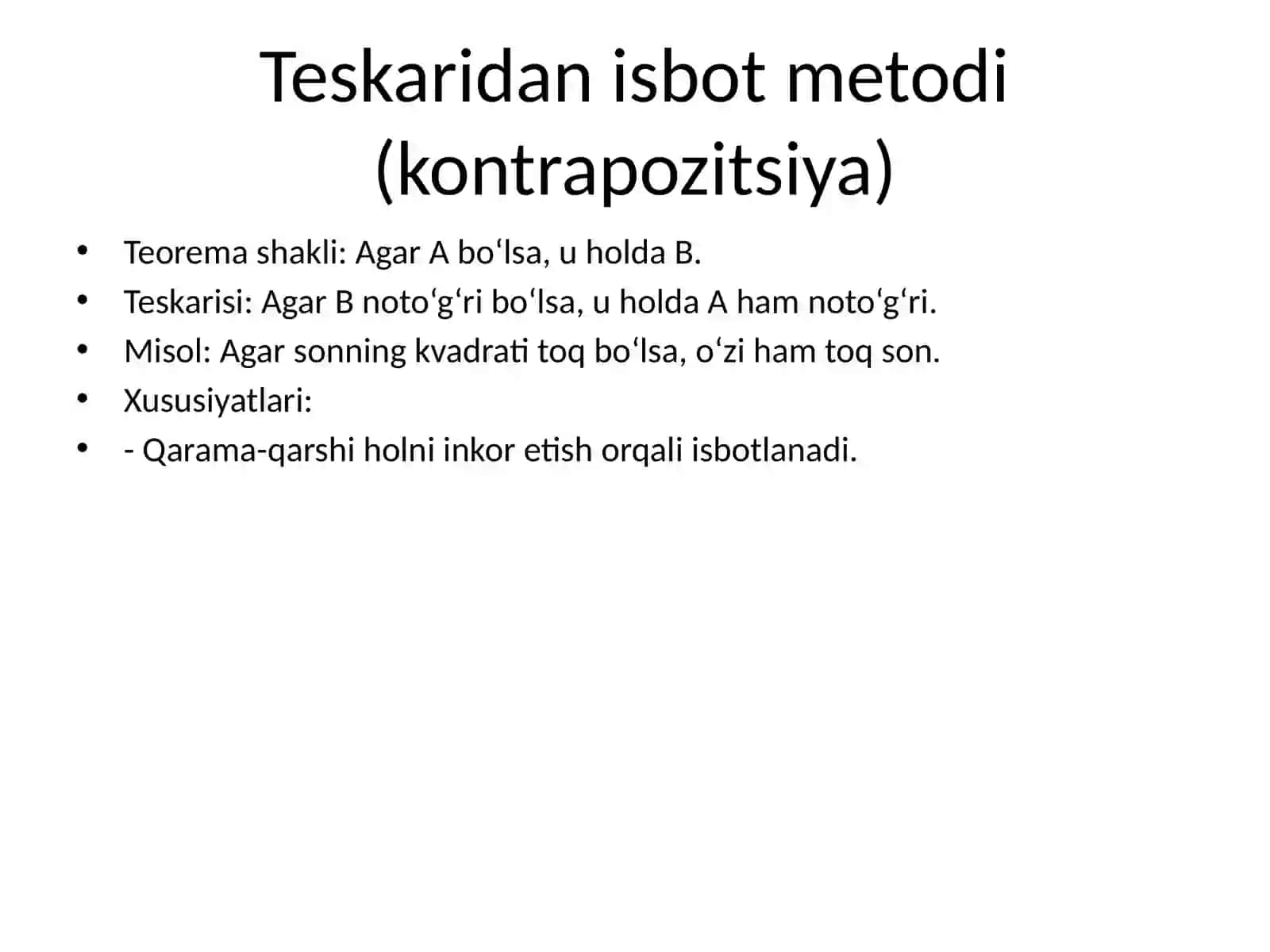 Teoremalarni isbotlash metodlari 4