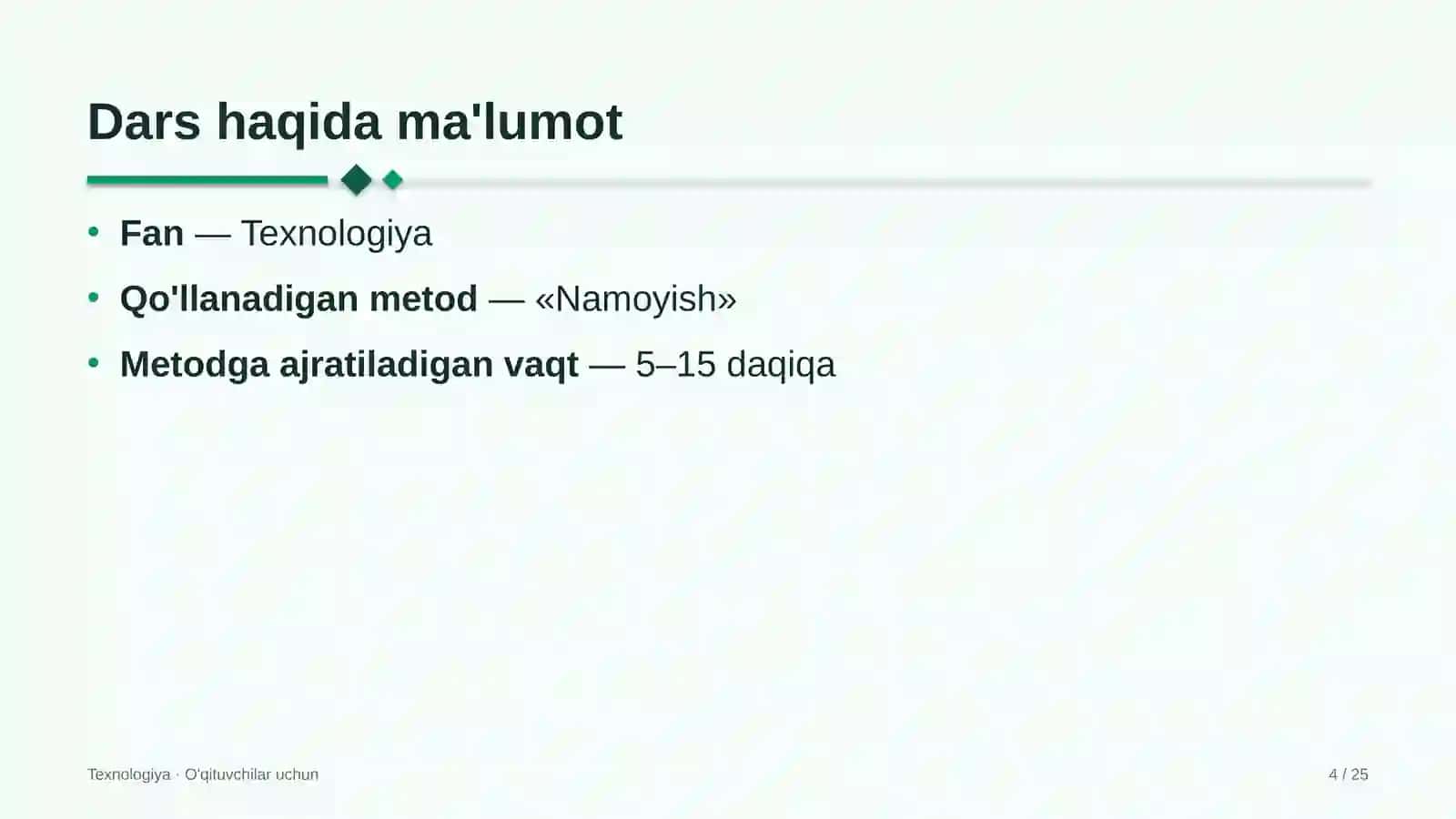 texnologiya darslarida namoyish metodidan foydalanish 2390 4