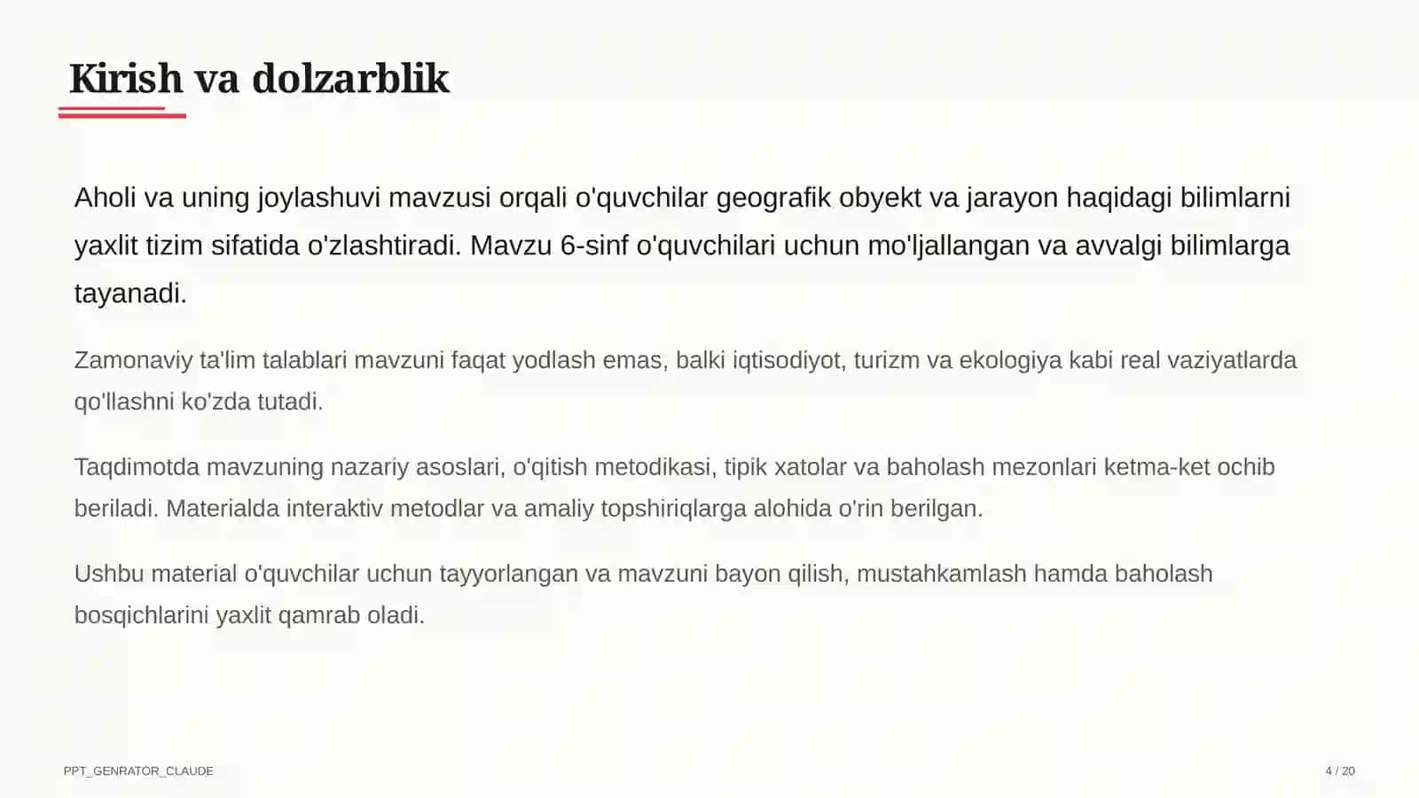 Aholi va uning joylashuvi (6-sinf) 4