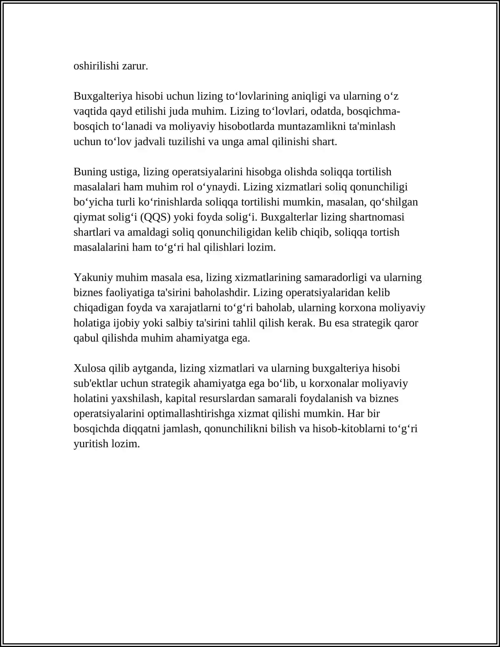 LIZING XIZMATLARINI KO‘RSATUVCHI SUB’EKTLARDA BUXGALTERIYA HISOBI 4